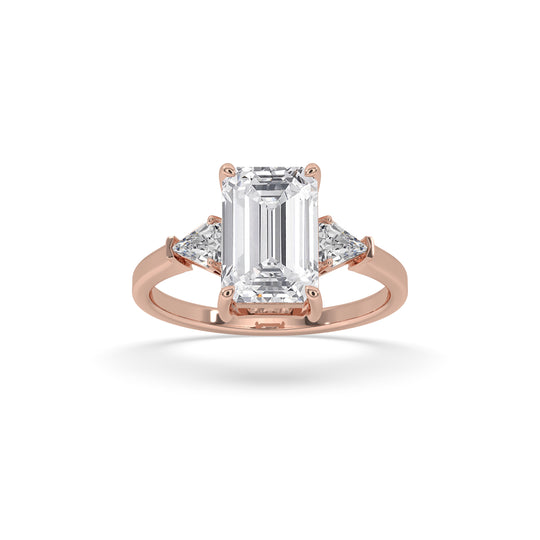Classic Emerald Cut with Trillion Side Stones Engagement Ring