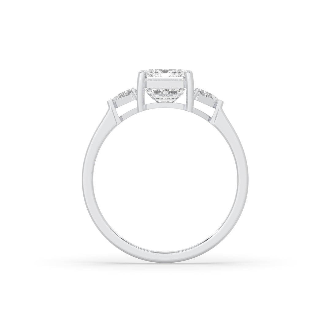 Classic Emerald Cut with Trillion Side Stones Engagement Ring