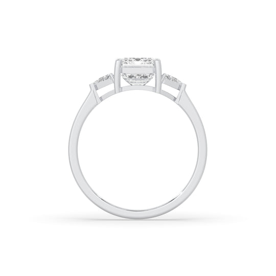 Classic Emerald Cut with Trillion Side Stones Engagement Ring