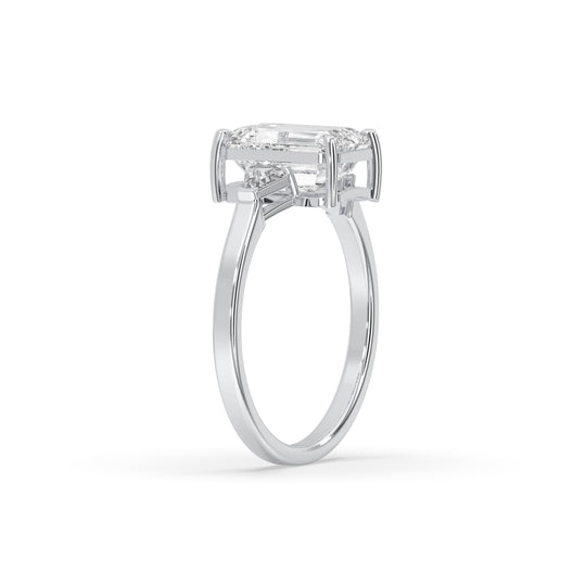 Classic Emerald Cut with Trillion Side Stones Engagement Ring