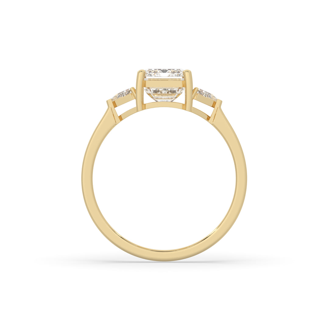 Classic Emerald Cut with Trillion Side Stones Engagement Ring