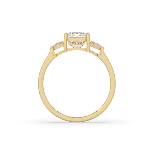 Classic Emerald Cut with Trillion Side Stones Engagement Ring
