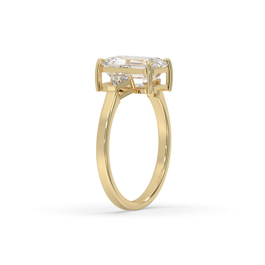 Classic Emerald Cut with Trillion Side Stones Engagement Ring