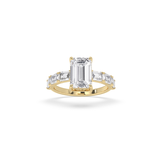 Emerald Engagement Band Side Emerald