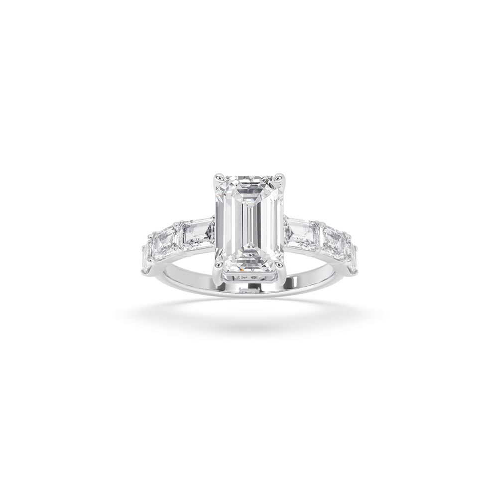Emerald Engagement Band Side Emerald