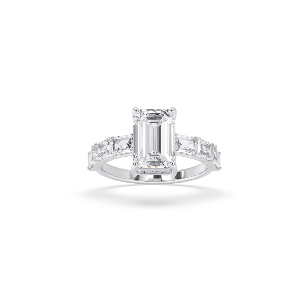 Emerald Engagement Band Side Emerald