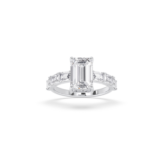 Emerald Engagement Band Side Emerald