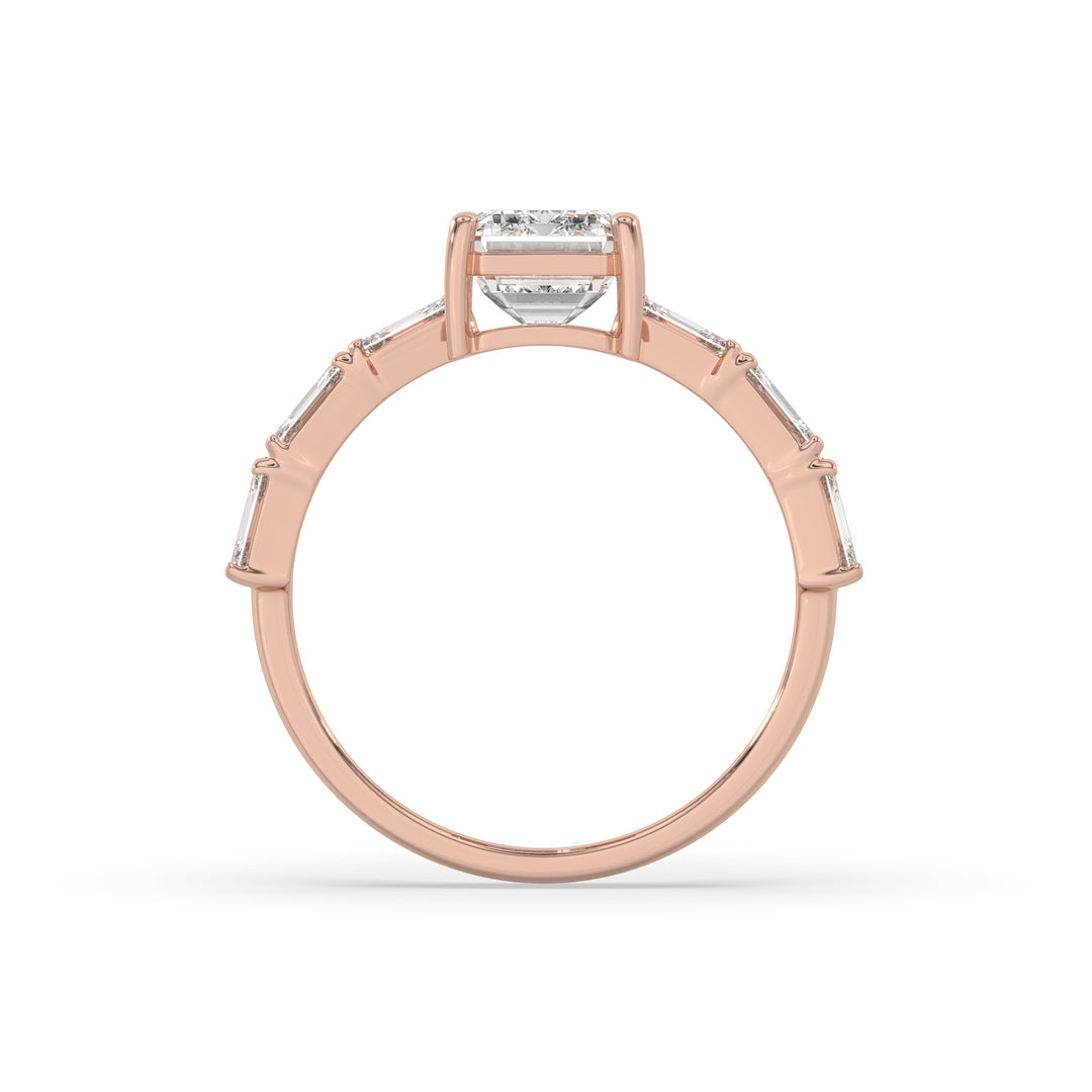 Emerald Engagement Band Side Emerald