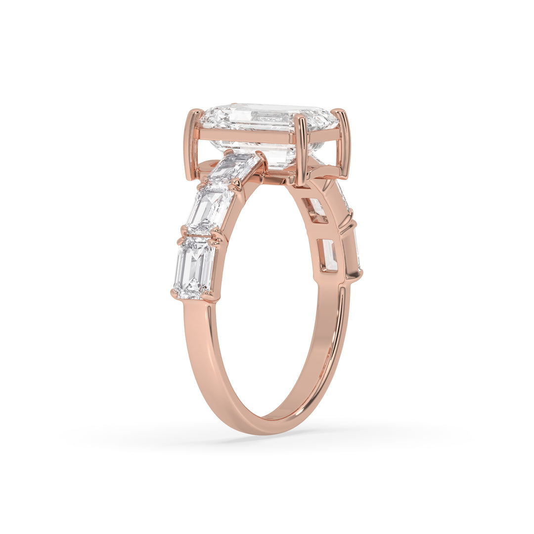 Emerald Engagement Band Side Emerald