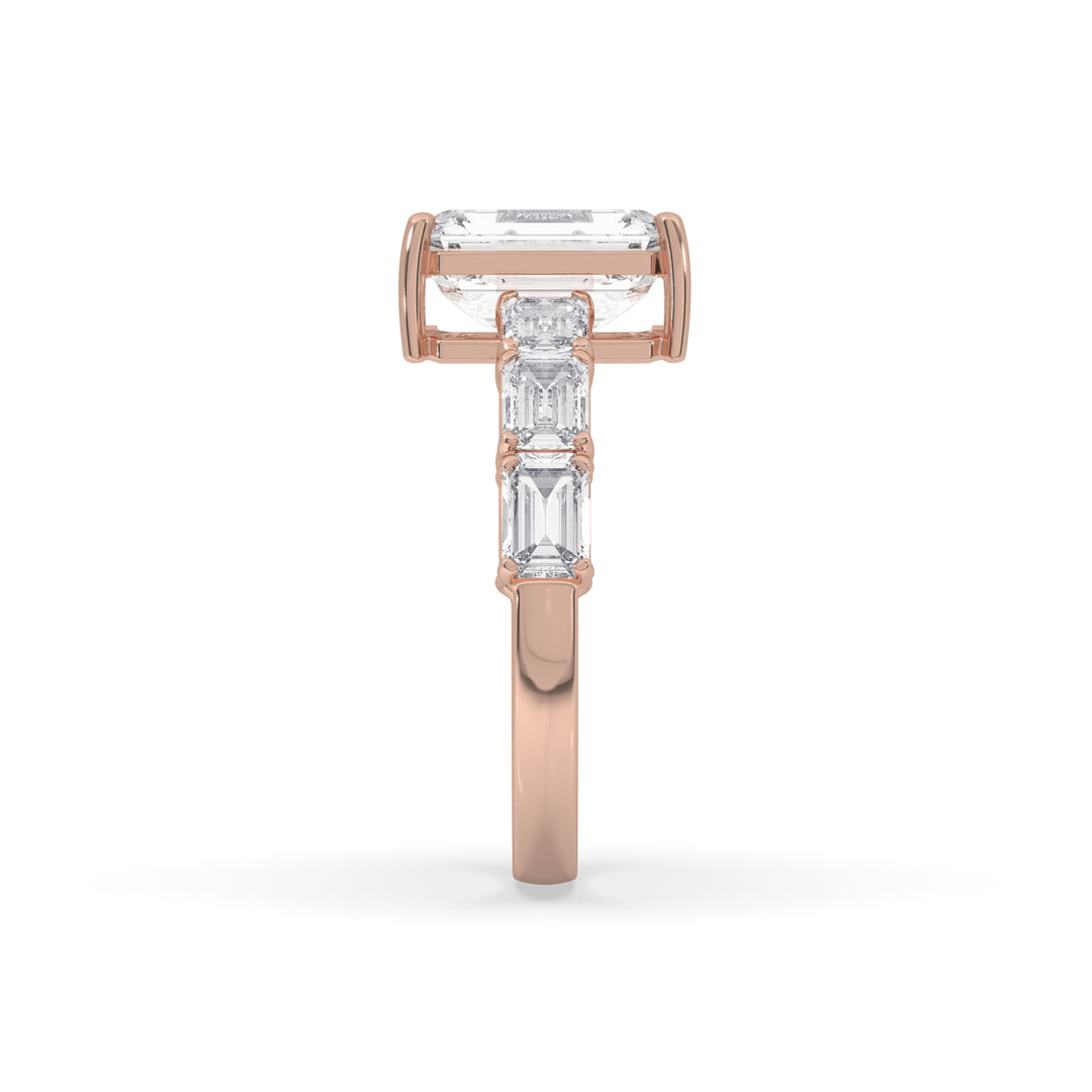 Emerald Engagement Band Side Emerald