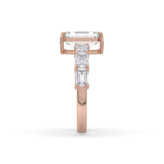 Emerald Engagement Band Side Emerald
