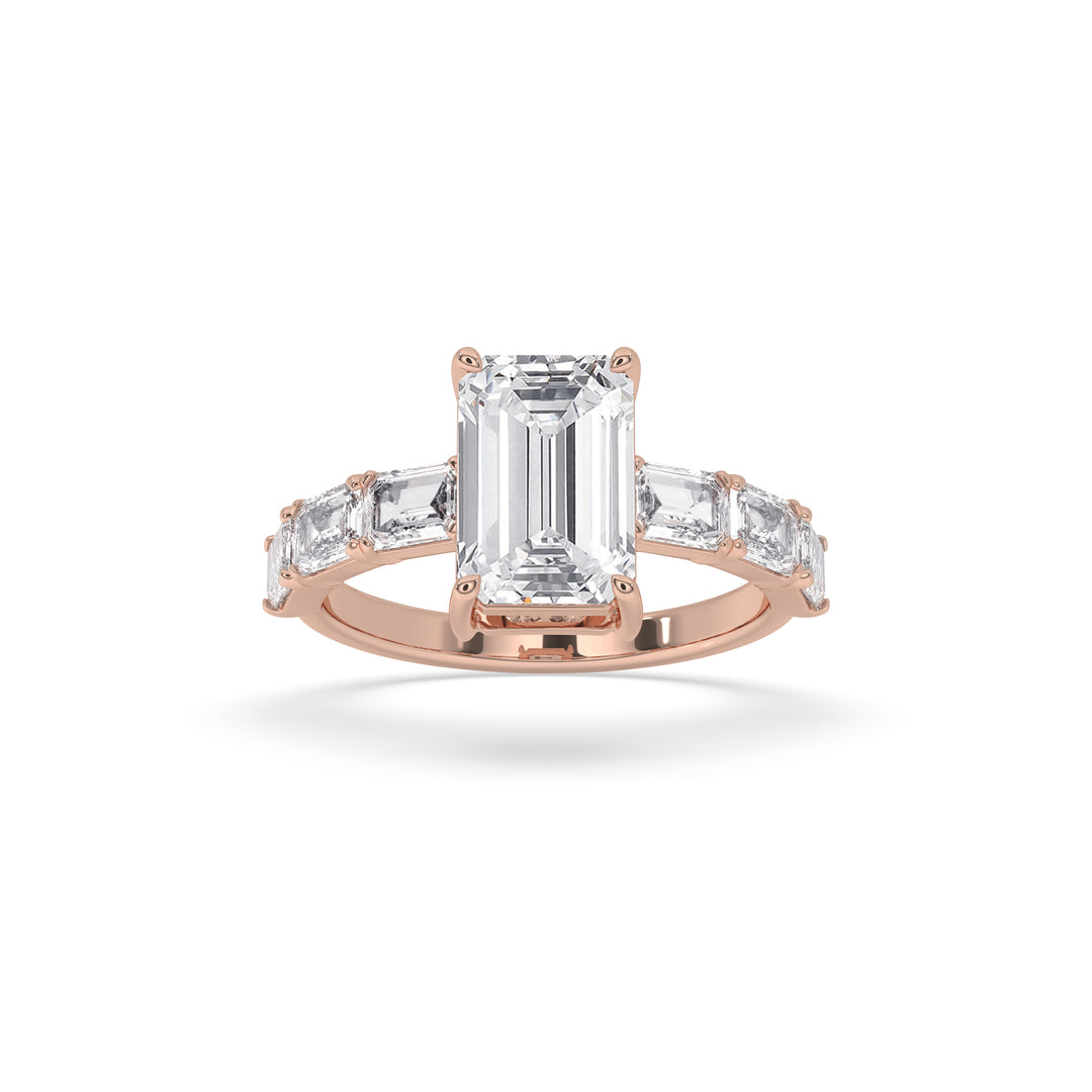 Emerald Engagement Band Side Emerald