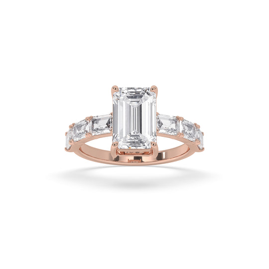 Emerald Engagement Band Side Emerald