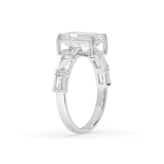 Emerald Engagement Band Side Emerald