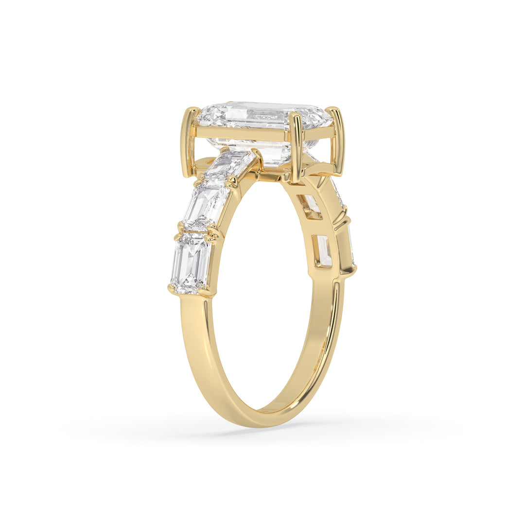 Emerald Engagement Band Side Emerald