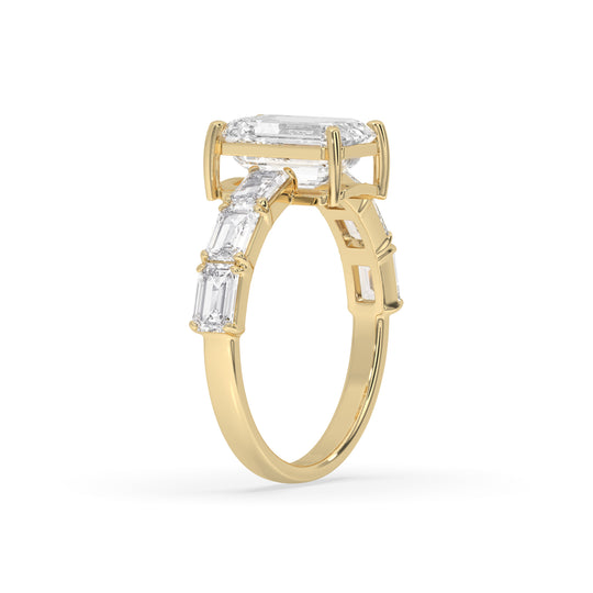 Emerald Engagement Band Side Emerald