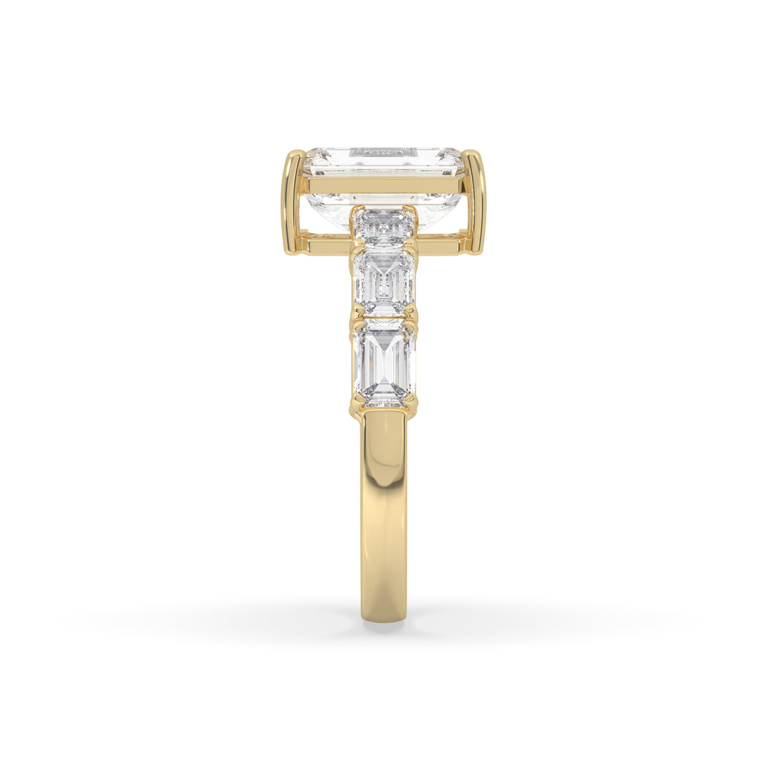 Emerald Engagement Band Side Emerald