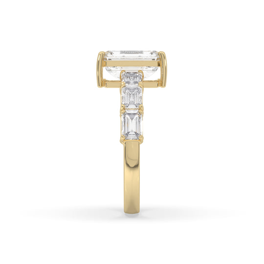 Emerald Engagement Band Side Emerald