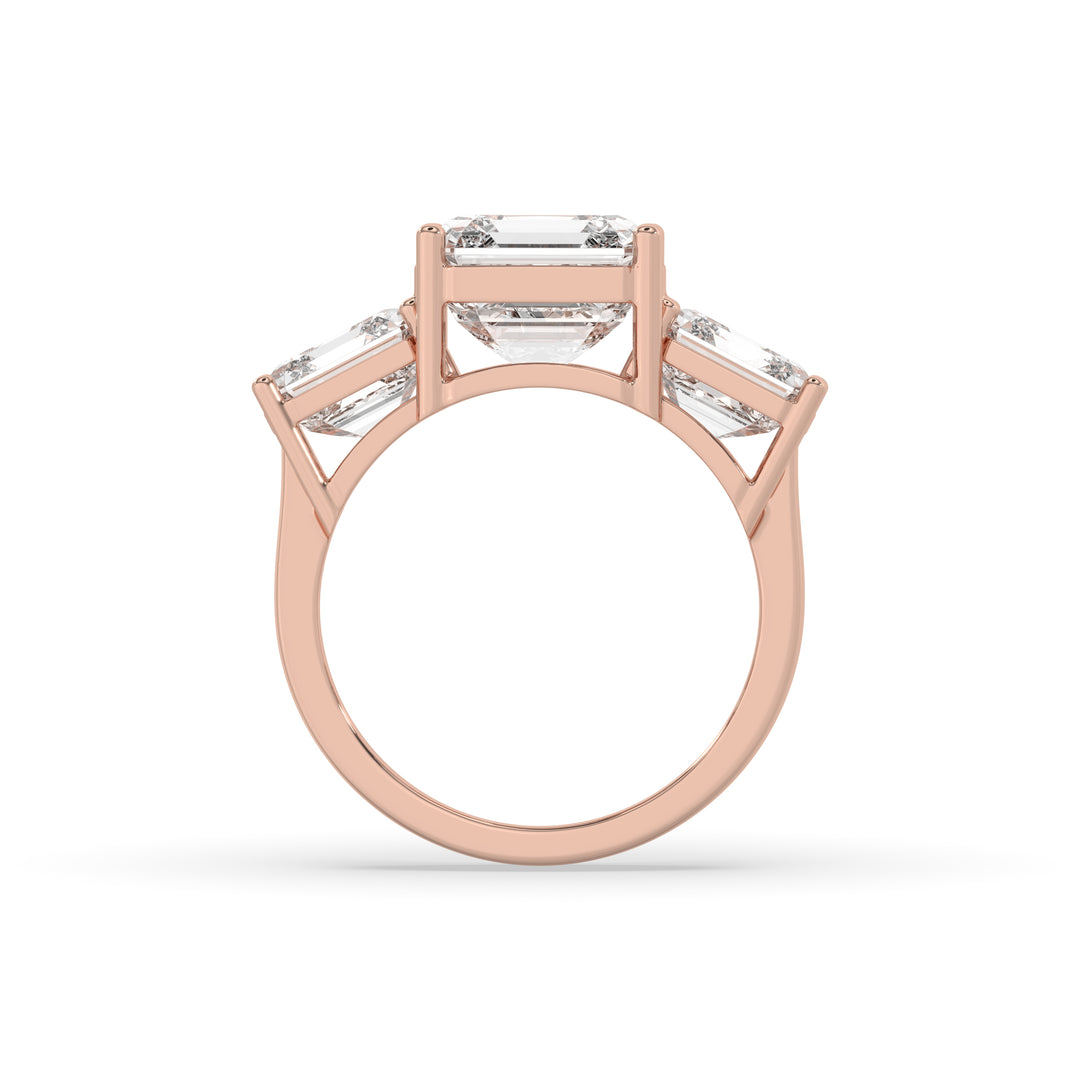 3 Stone Asscher cut center diamond Ring