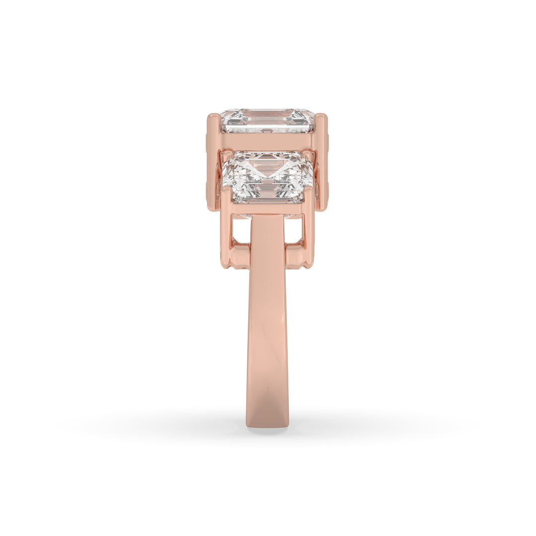 3 Stone Asscher cut center diamond Ring