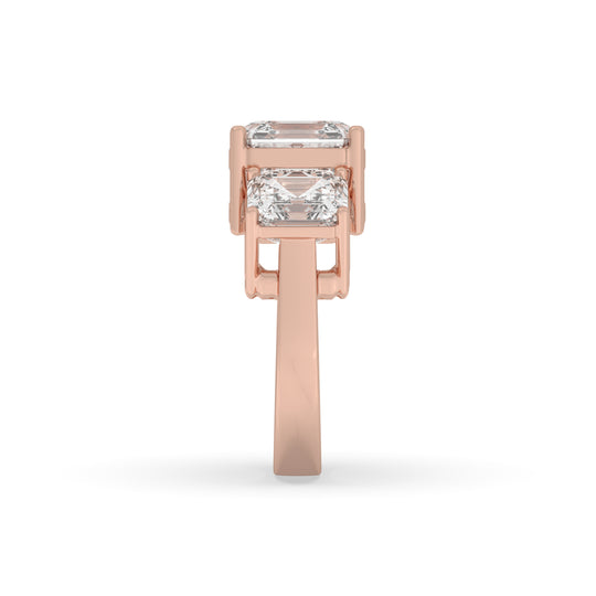 3 Stone Asscher cut center diamond Ring