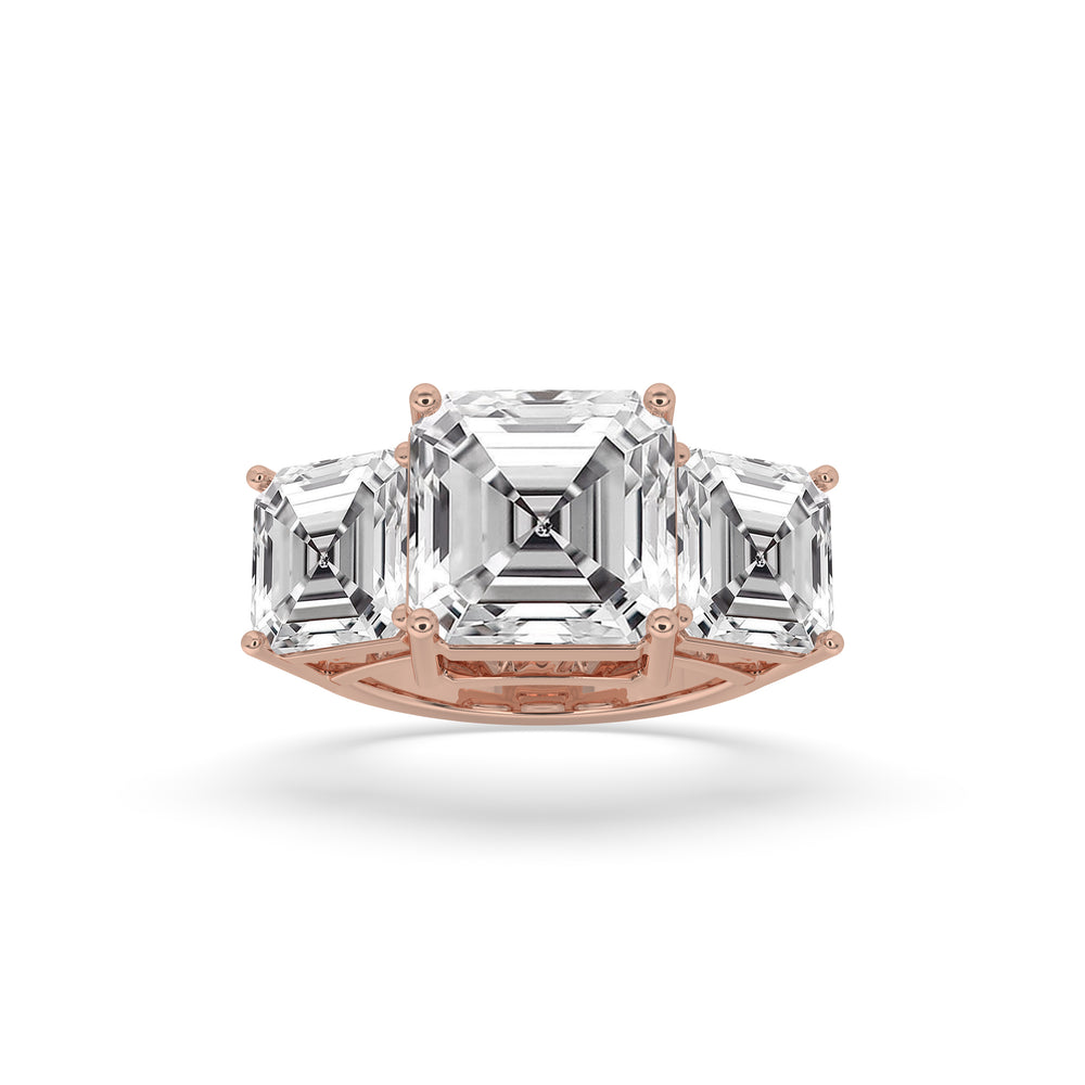 3 Stone Asscher cut center diamond Ring