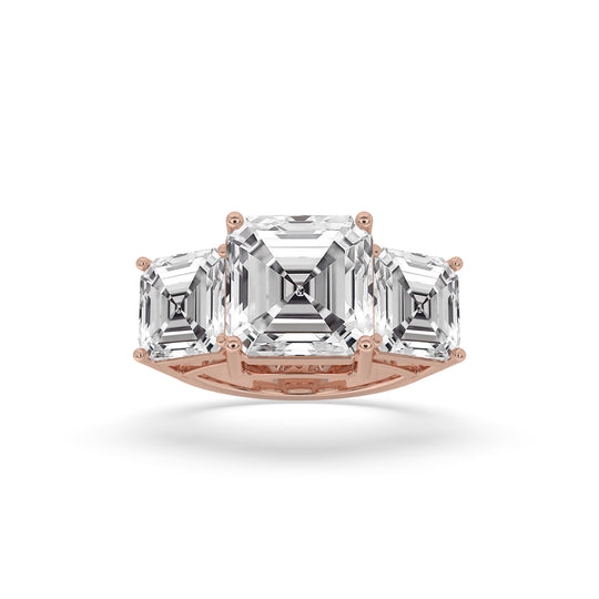 3 Stone Asscher cut center diamond Ring