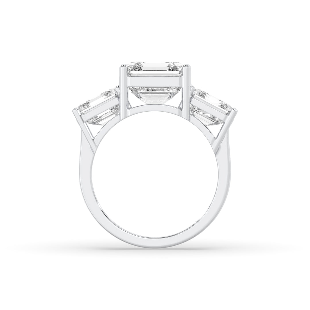 3 Stone Asscher cut center diamond Ring
