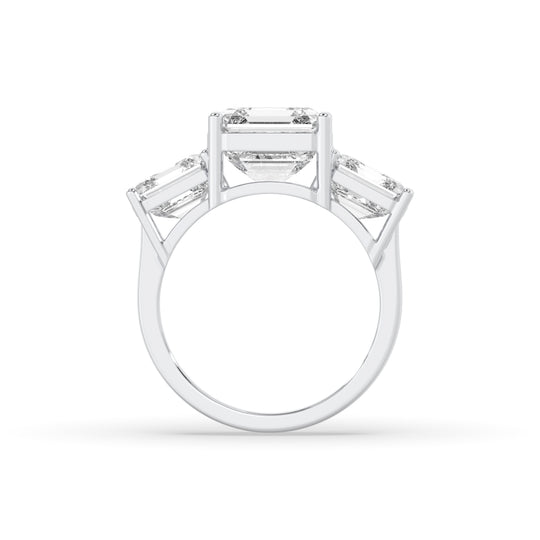 3 Stone Asscher cut center diamond Ring