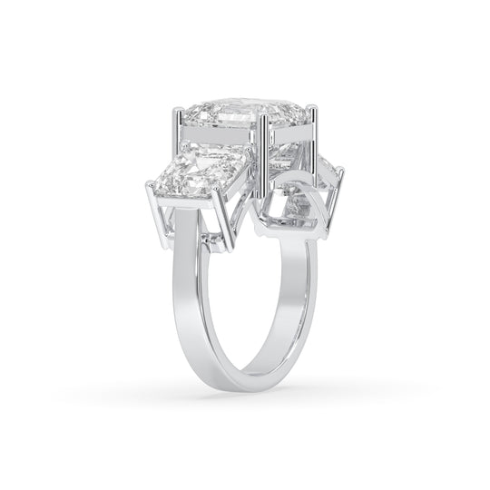 3 Stone Asscher cut center diamond Ring