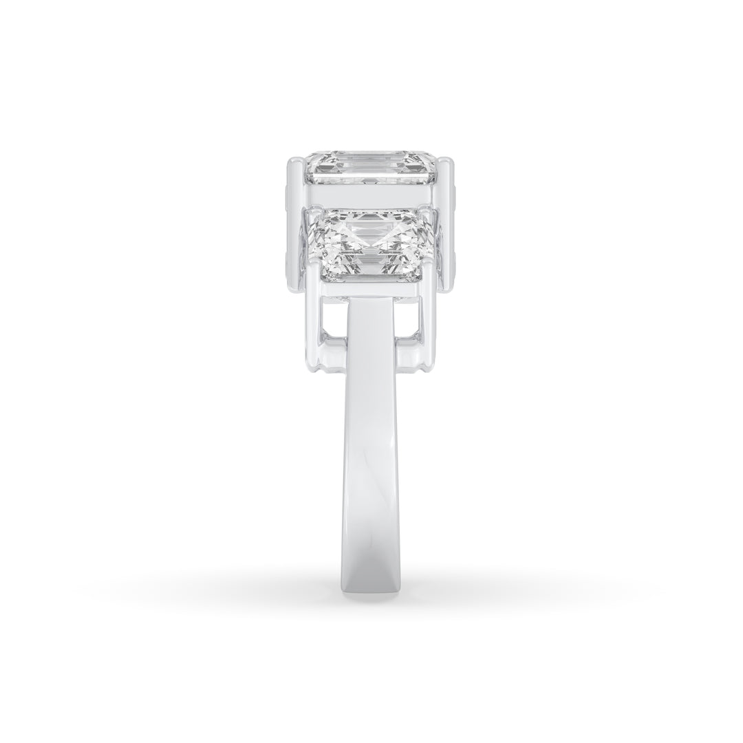 3 Stone Asscher cut center diamond Ring
