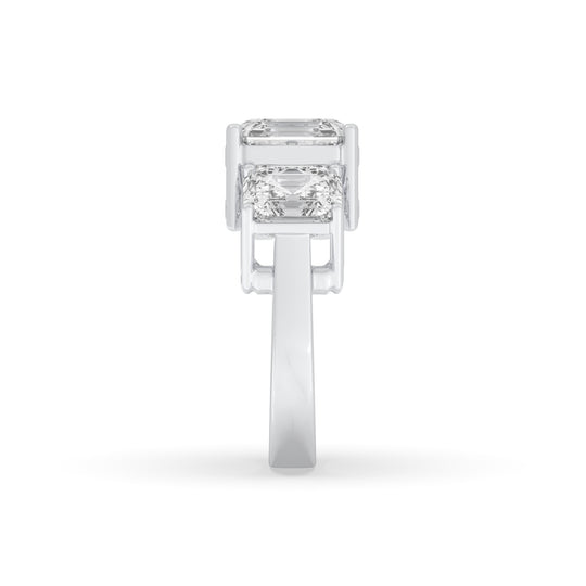 3 Stone Asscher cut center diamond Ring