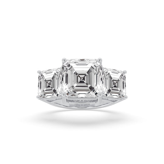 3 Stone Asscher cut center diamond Ring