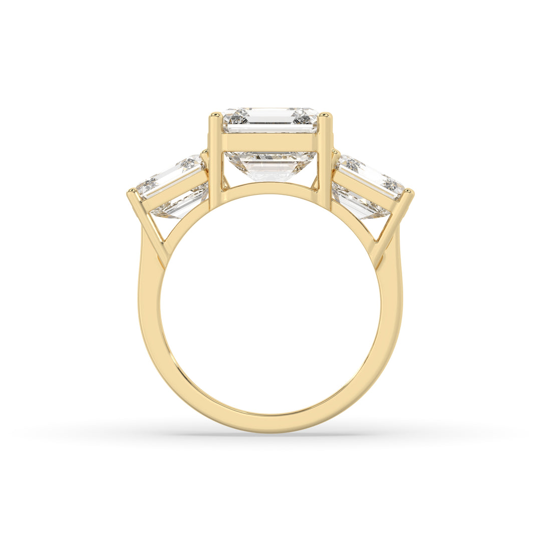 3 Stone Asscher cut center diamond Ring