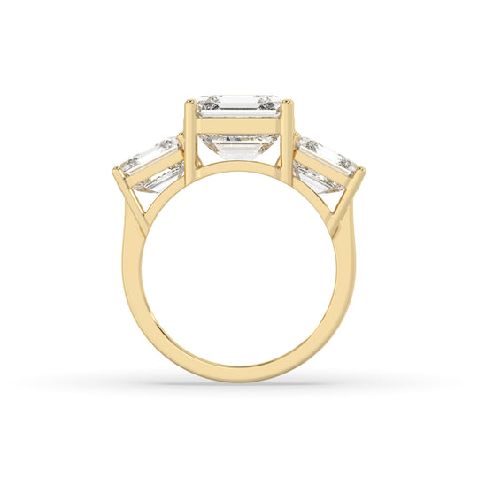3 Stone Asscher cut center diamond Ring