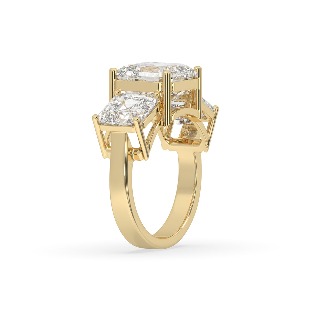 3 Stone Asscher cut center diamond Ring