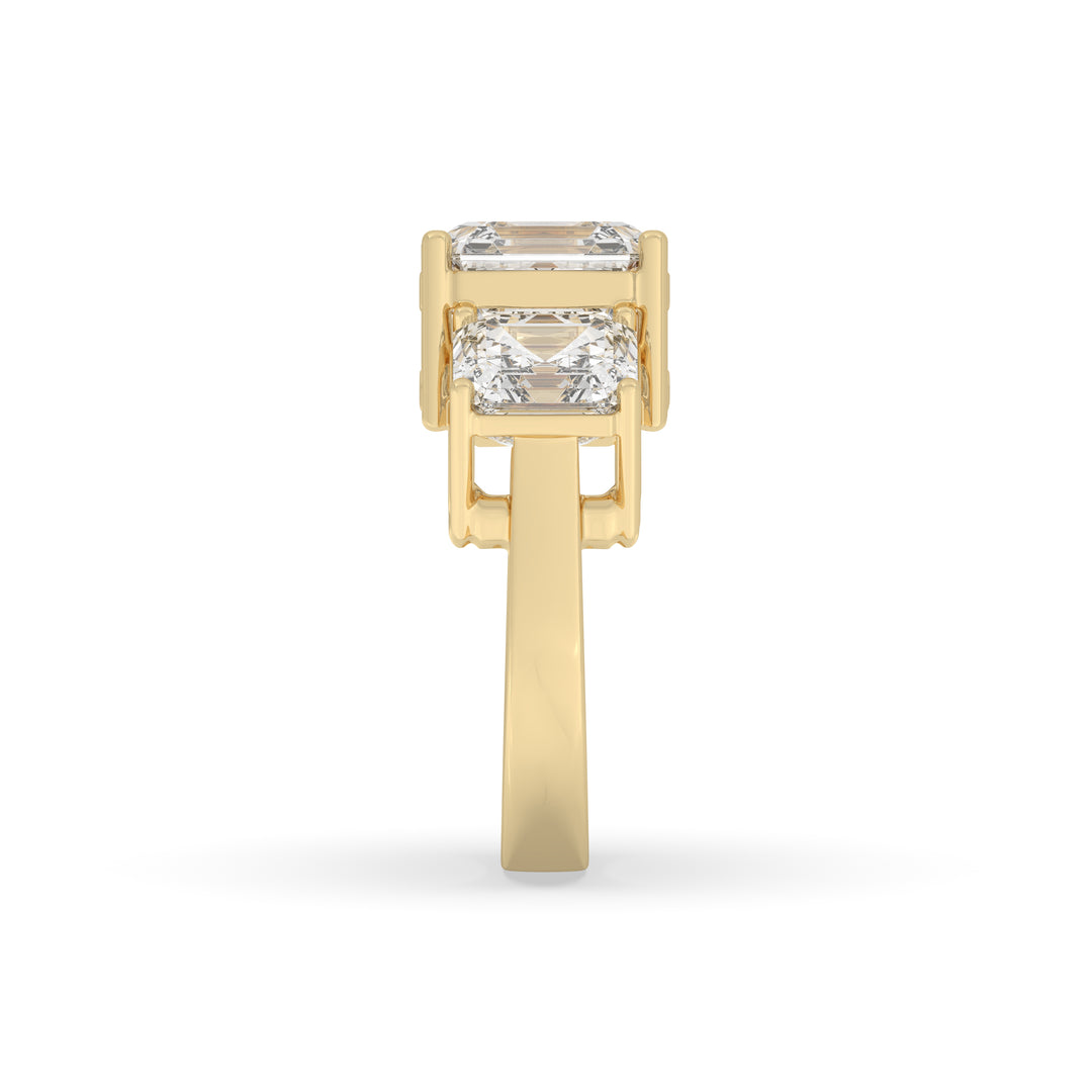 3 Stone Asscher cut center diamond Ring