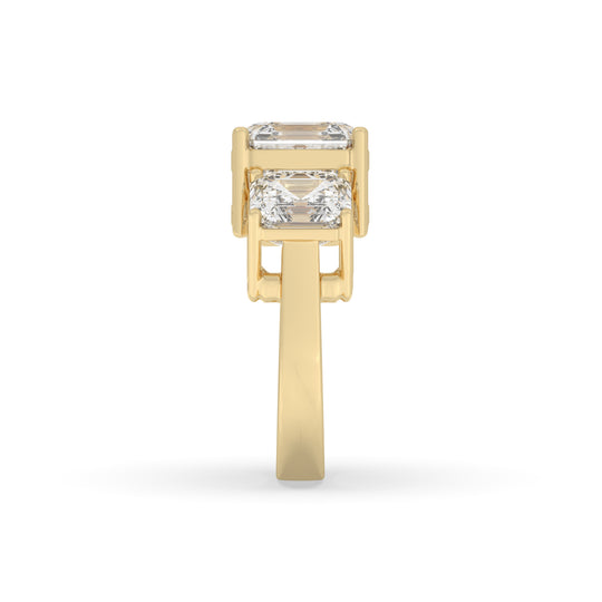 3 Stone Asscher cut center diamond Ring