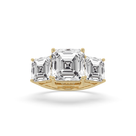 3 Stone Asscher cut center diamond Ring