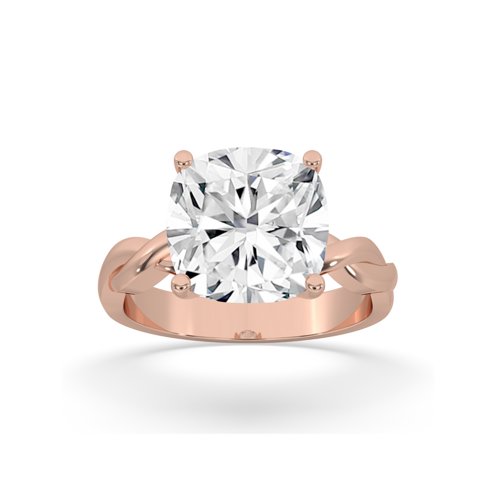 Cushion Twisted Band Engagement Ring