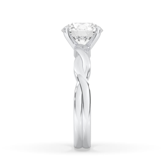 Pear Double Band Solitaire Ring