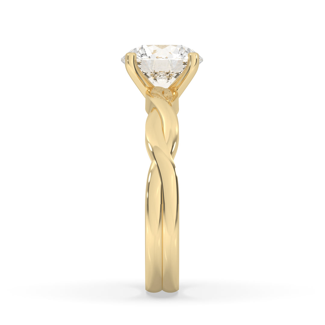 Pear Double Band Solitaire Ring