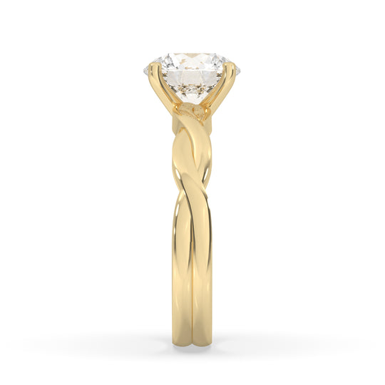 Pear Double Band Solitaire Ring