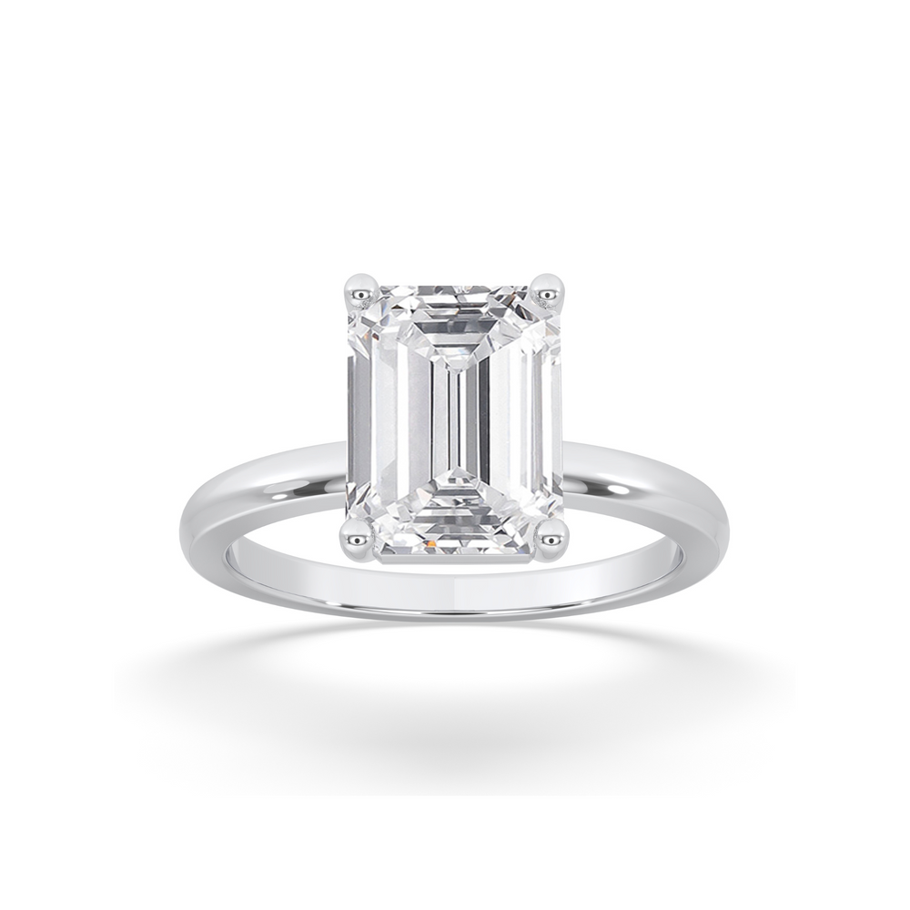 Emerald Thick Engagement Ring 4 Prongs