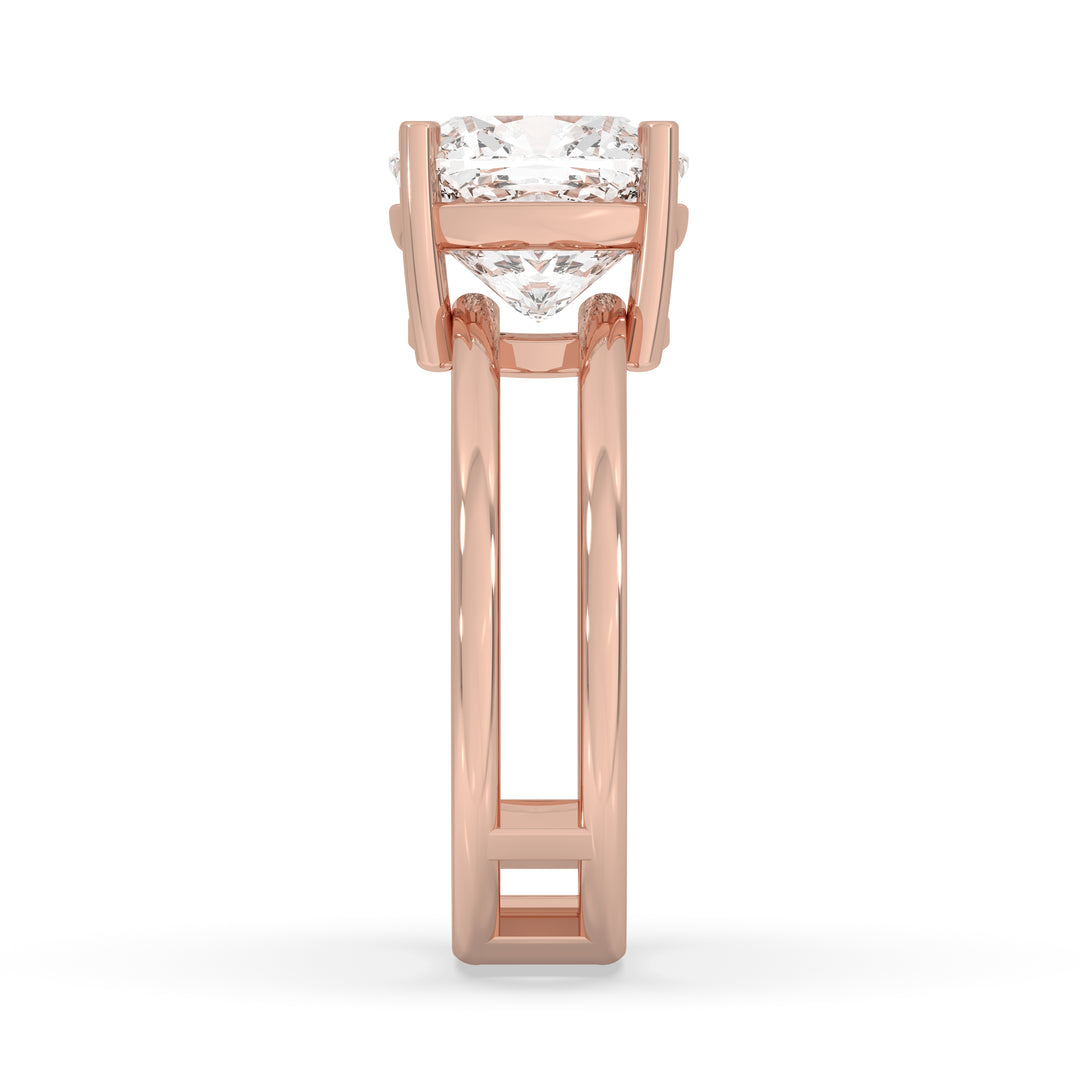 Double Band Cushion Solitaire Ring