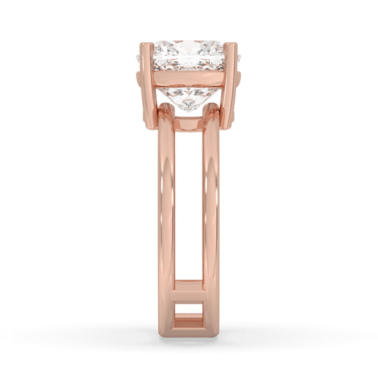 Double Band Cushion Solitaire Ring