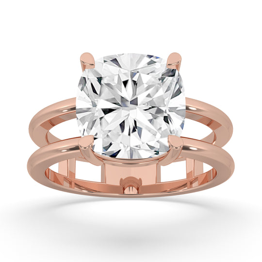 Double Band Cushion Solitaire Ring