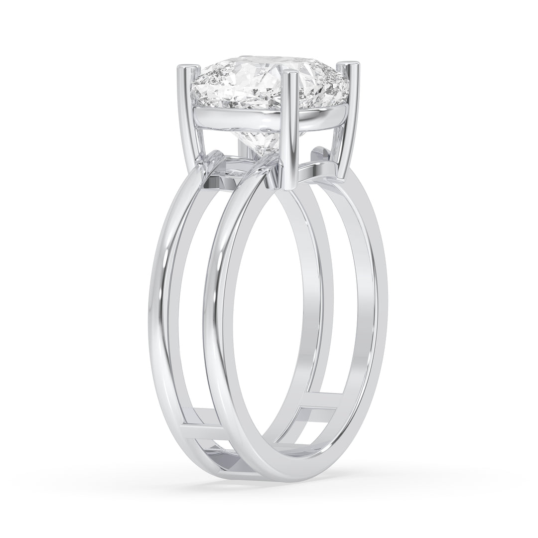 Double Band Cushion Solitaire Ring