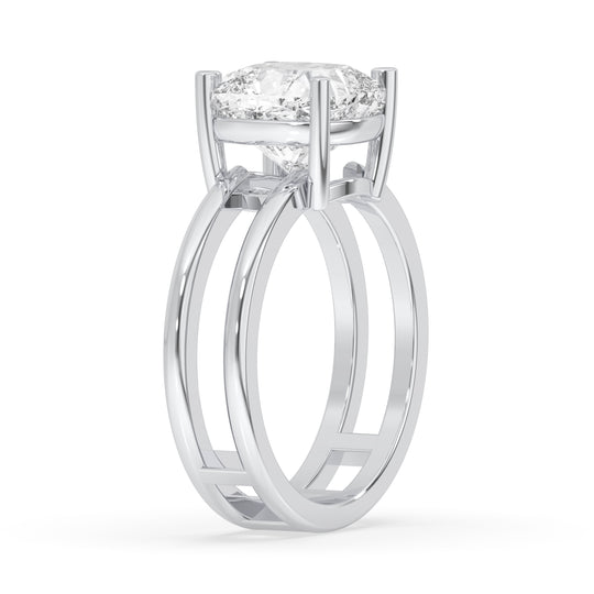 Double Band Cushion Solitaire Ring