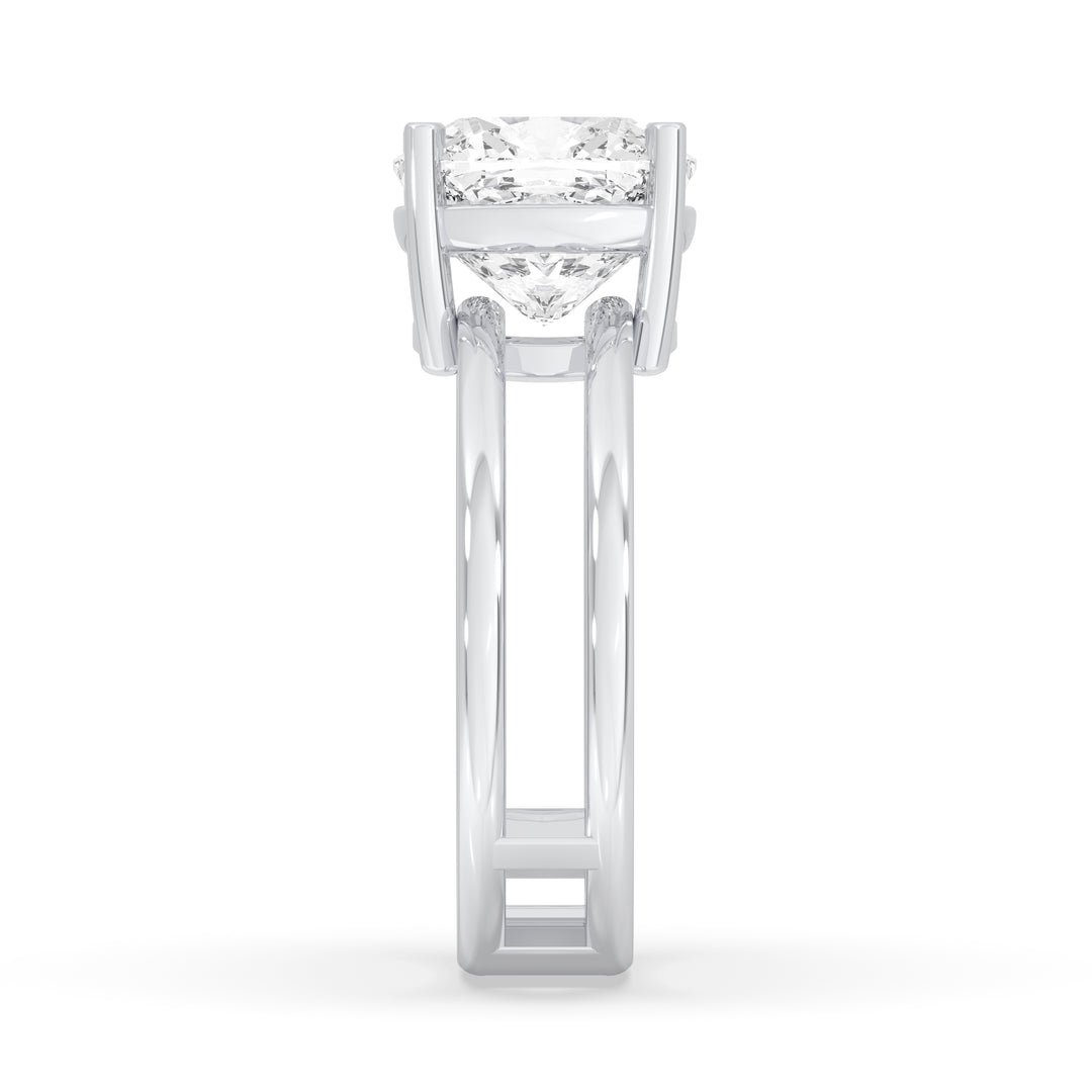 Double Band Cushion Solitaire Ring